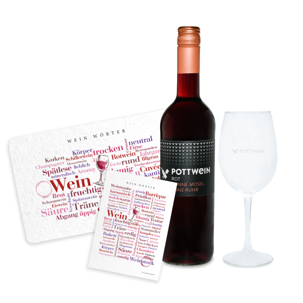 Geschenkset &quot;Wein-Liebe&quot; POTTWEIN Rot 2020er Dornfelder